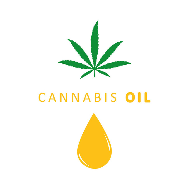 cannabis oil icon drop and leaf isolated on white background - Vector, Image