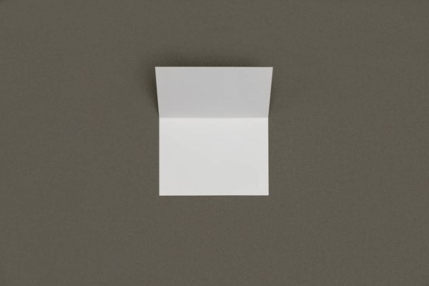 top view of blank white card isolated on grey background - Foto, Imagen