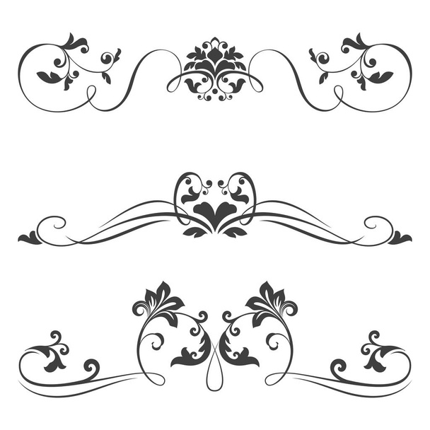 Vintage calligraphic vector design elements isolated on white background. Vector illustration. - Vektör, Görsel