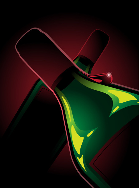 two bottles of red wine - Vector, Image