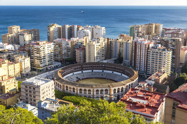 Plaza de Toros de Malagueta bullring in Malaga city, Andalusia, Spain. The style of building is neomudejar and it takes the form of a 16-sided hexadecagon. Capacity - 9,032 spectators - Foto, immagini
