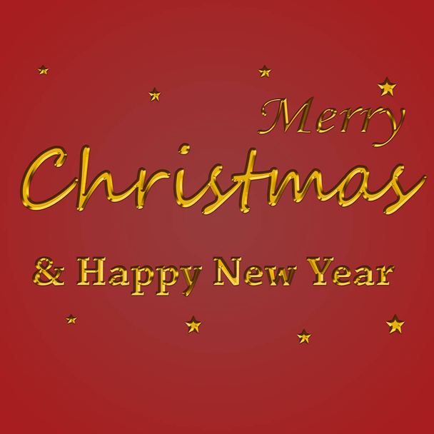 Arany szöveg piros háttérrel. Boldog Karácsonyt és Boldog Új Évet felirat sablont. Üdvözlőlap meghívó piros háttér.  - Fotó, kép