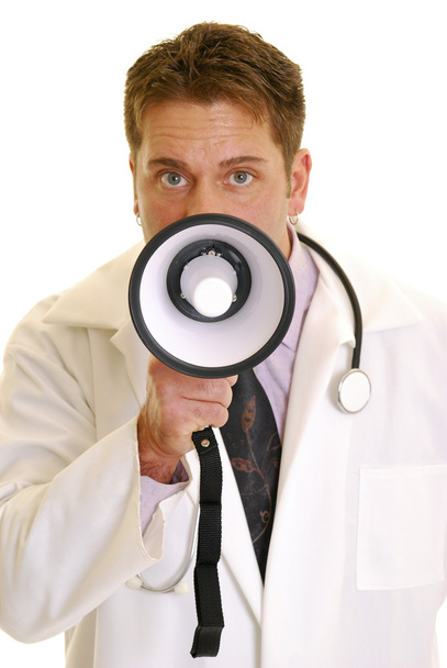 Doctor con megáfono
 - Foto, imagen