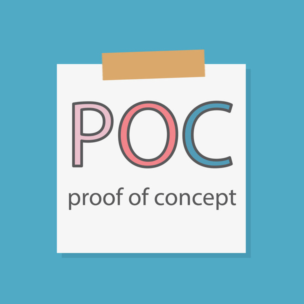 POC Доказательство концепции, написанной в блокноте бумажно-векторной иллюстрации
 - Вектор,изображение