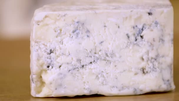 チーズ。高貴な金型と香りの良い青チーズ。ブルーチーズのテクスチャ  - 映像、動画