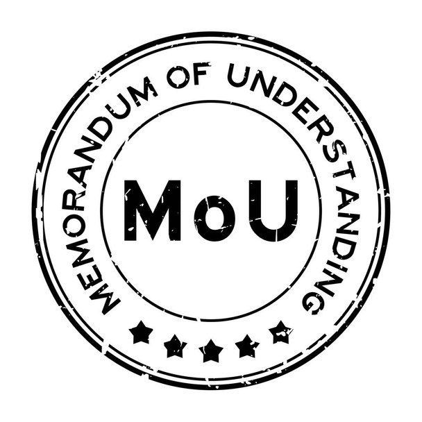 Grunge black MOU (lyhenne yhteisymmärryspöytäkirjasta) sana pyöreä kumitiiviste leima valkoisella pohjalla
 - Vektori, kuva