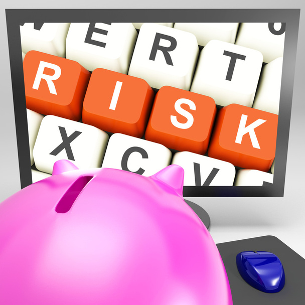 Chaves de risco no monitor mostrando riscos de investimento
 - Foto, Imagem