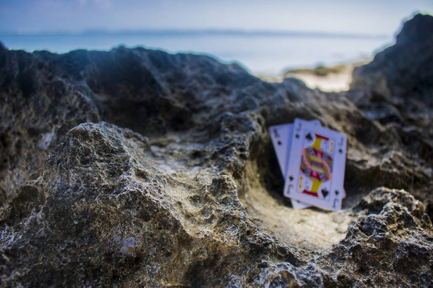 siyah jack poker kartları, kumar beach Tema - Fotoğraf, Görsel