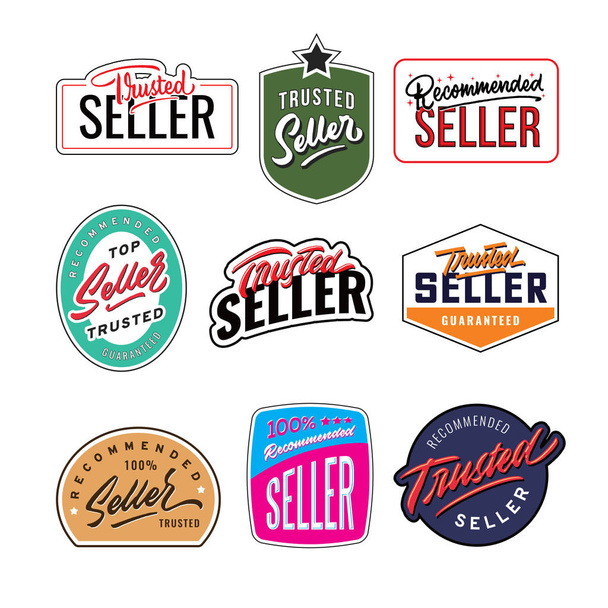 recommended and trusted seller vintage badge design template - Vector, Image