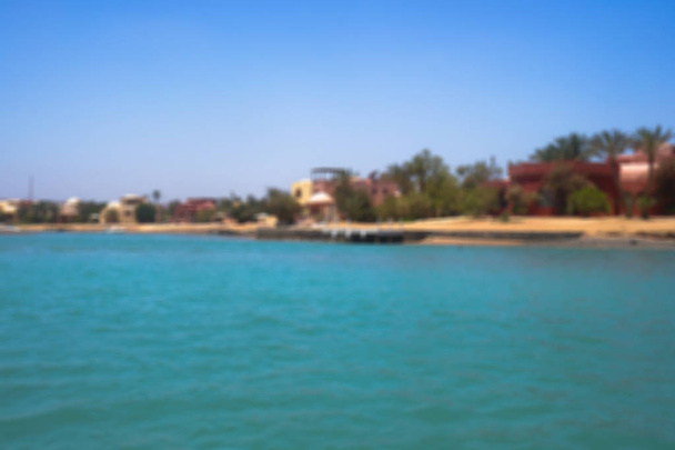 Krásný výhled na pobřeží s domy a hotely na pobřeží Rudého moře. Turistické oblasti v Egyptě. Hurghada a jeho tradice. Fotografie pro design - Fotografie, Obrázek