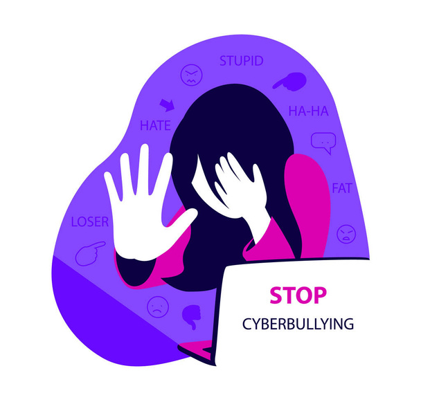 Pare o conceito de cyberbullying
 - Vetor, Imagem