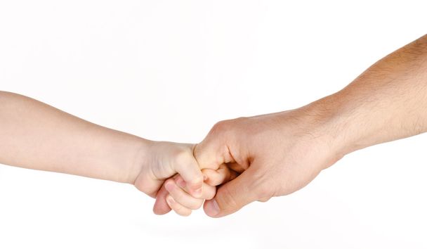 Отец протягивает руку изолированному ребенку
 - Фото, изображение