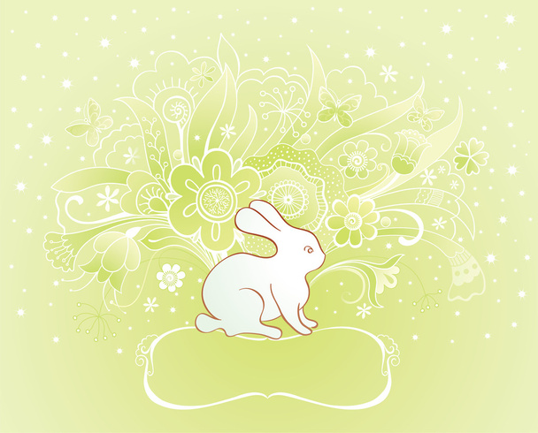 Easter card with rabbit - Διάνυσμα, εικόνα