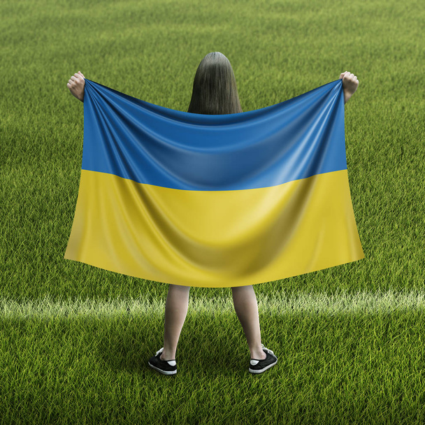 Women and Ukrainian flag - Valokuva, kuva