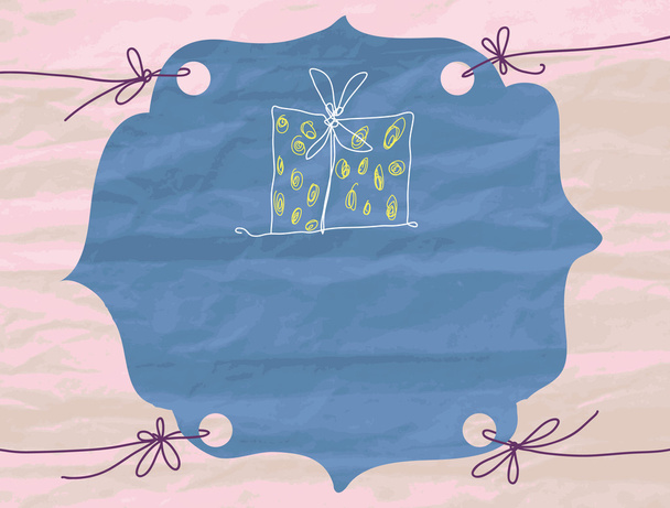 Vector frame with a texture of crumpled paper. Place for the message. Figure gift - Vector, Imagen