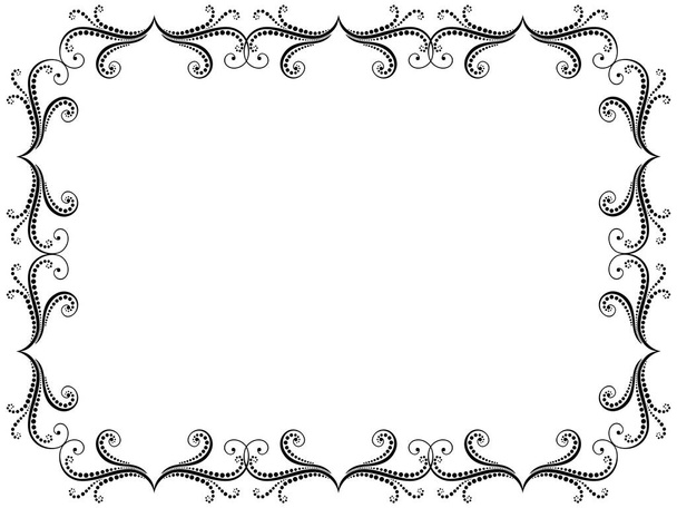 Üdvözlés kártya-val díszes örvény virágos fekete keret, a fehér háttér, vektor illusztráció - Vektor, kép