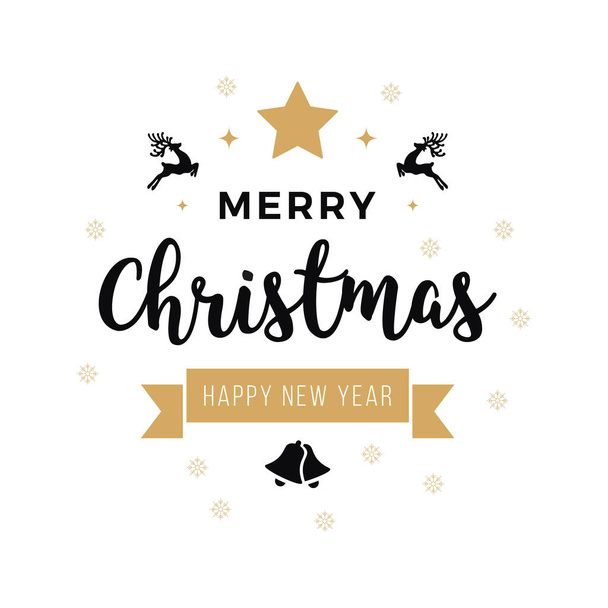 Merry christmas greeting text ornaments white background - Vecteur, image