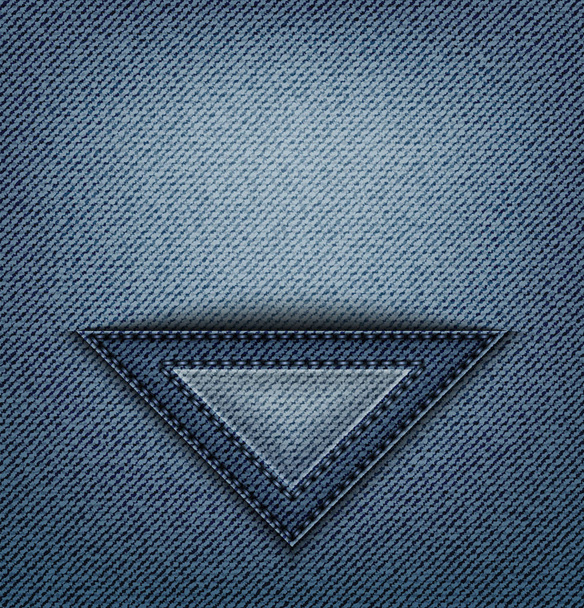 Blue jeans triangle pocket with stitches on denim. - Vector, Image
