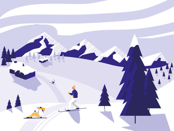camp de ski paysage de neige scène
 - Vecteur, image