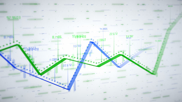 Két növekvő diagramok fehér háttér. Pénzügyi adatok és a szám jelzi a növekvő nyereség. - Felvétel, videó