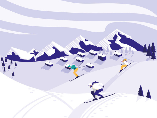 ski camp snowscape scene - Vector, Image