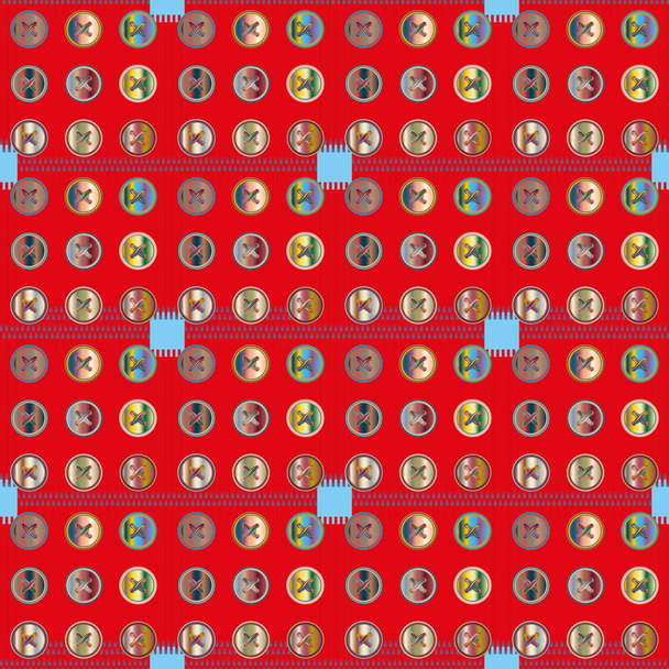 ボタンのシームレスなパターン ベクトル図とジーンズ  - ベクター画像