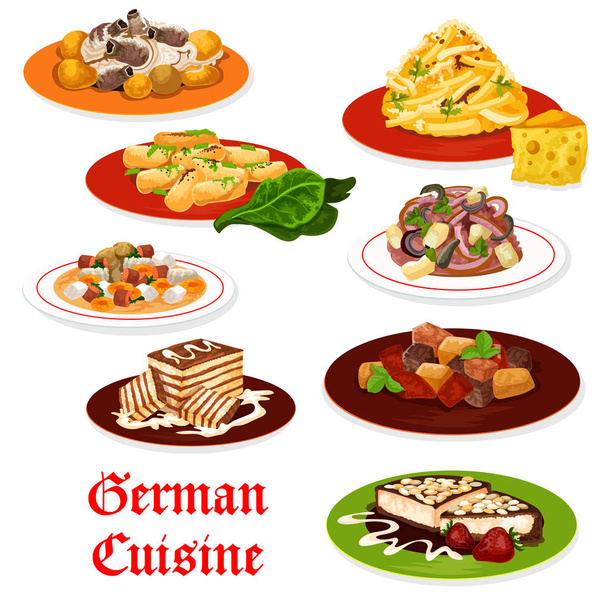 Duitse keuken vleesgerechten en desserts - Vector, afbeelding