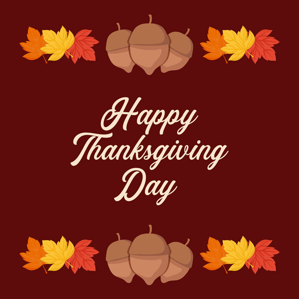 leafs frame of thanksgiving day - Vector, Image