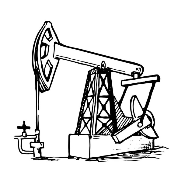 Una pompa è la trasmissione in superficie per una pompa a pistone alternativo in un pozzo petrolifero. - Vettoriali, immagini