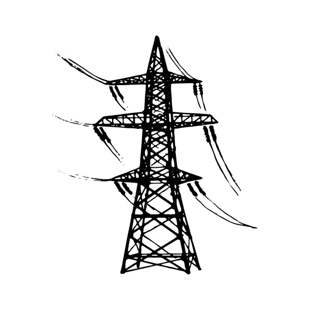 Torre de línea de transmisión de alto voltaje
. - Vector, Imagen