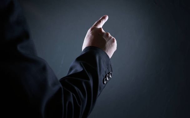 Close up of  businessman pointing with finger, gesture - Photo, Image