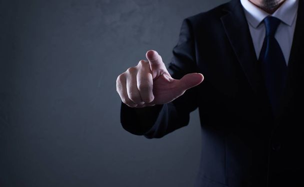 Closeup businessman pressing gesture pose  - Фото, изображение
