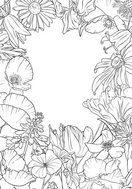 vector drawing background with flowers - Vetor, Imagem