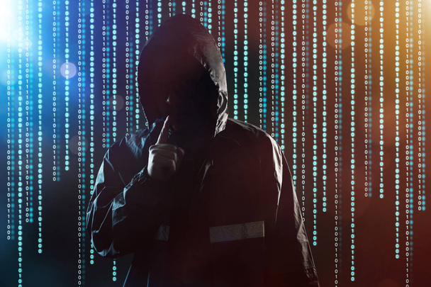 Unrecognizable hacker portrait, security and technology crime concept  - Фото, изображение