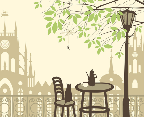Spring in the old town - Vector, imagen