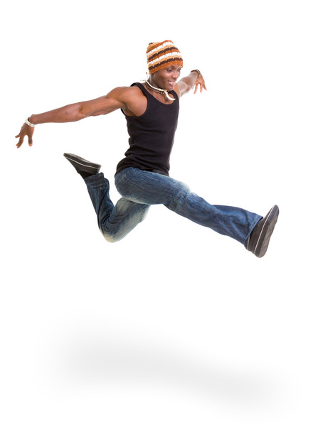 Portrait of young cheerful african man jumping - Fotografie, Obrázek