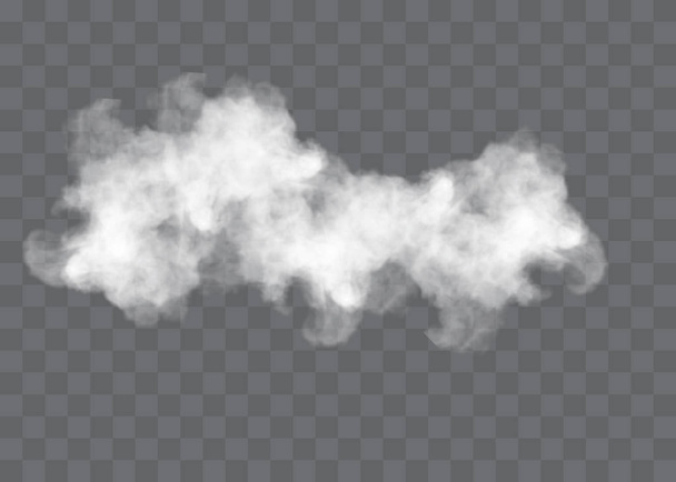 透明感のある特殊効果は霧や煙で際立ちます。白い雲のベクトル、霧またはスモッグ. - ベクター画像