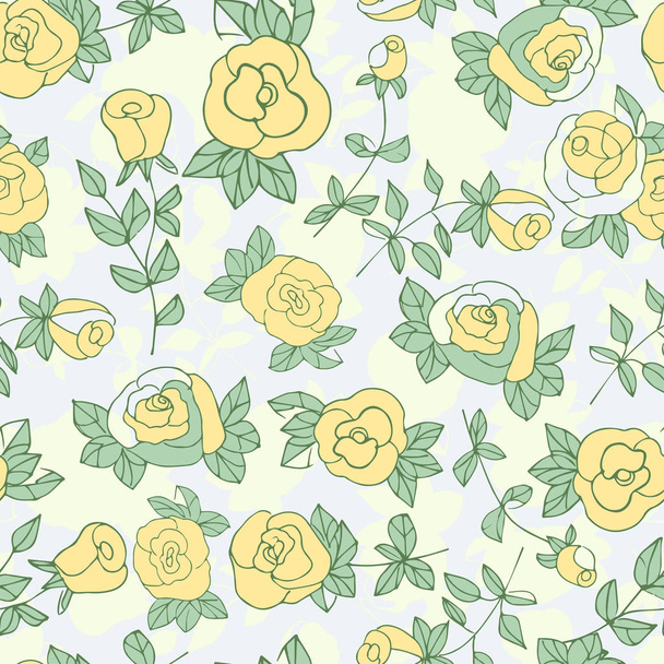 yellow roses. Seamless. Sketch doodle. - Vector, Image