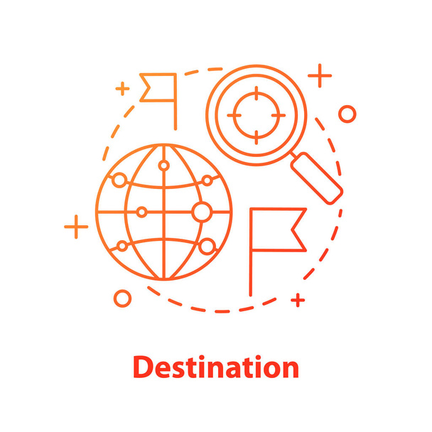 Choosing travel destination concept icon. International route searching idea. Thin line illustration. Navigation. Vector isolated outline drawing - Wektor, obraz