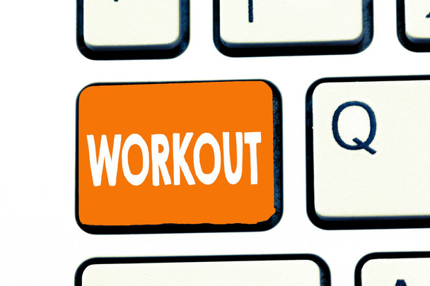 Word writing text Workout. Business concept for Session of physical exercises activities Gym training fitness - Photo, Image