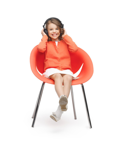 Girl with headphones - Foto, Imagem