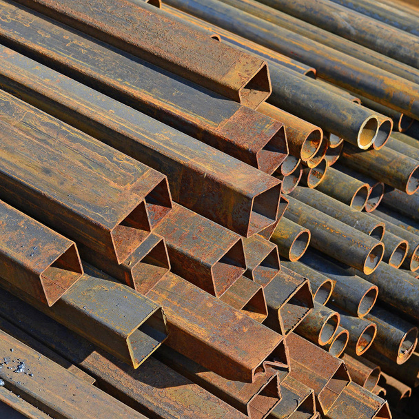 Steel pipes  in an industrial landscape. - Photo, Image