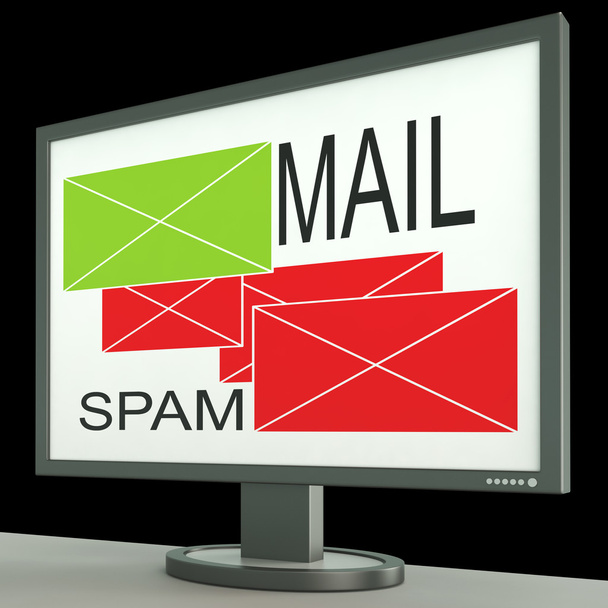 Envelopes de correio e spam no monitor mostrando rejeitado
 - Foto, Imagem