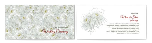 Вітальна листівка з квітковим букетом - білі хризантеми. Святкові композиції з
 - Вектор, зображення