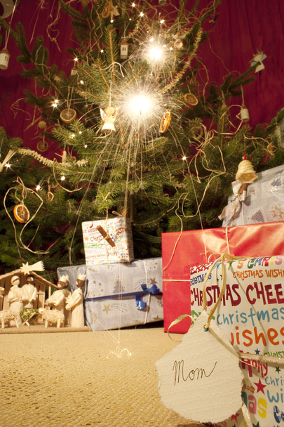 ボックスとクリスマス ツリー - 写真・画像