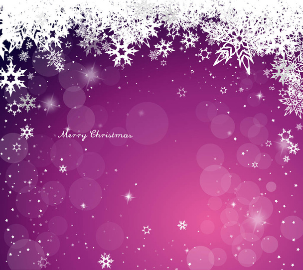 Christmas purple vector background illustration with snowflakes and white Merry Christmas text - Vector, Image