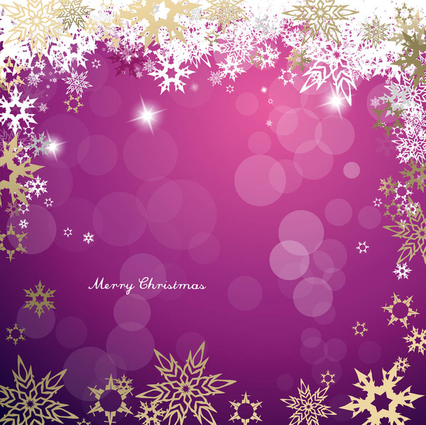 Christmas purple vector background illustration with snowflakes and white Merry Christmas text - Vector, Image
