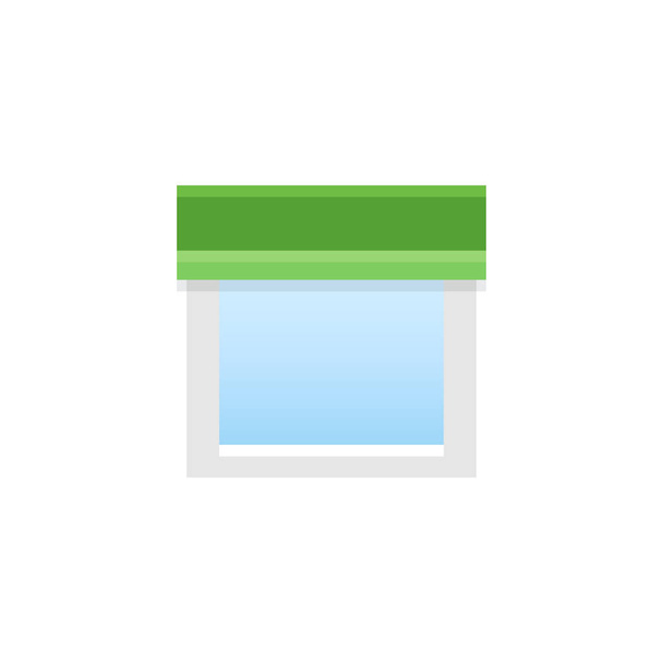 Green straight fabric valance. Vector illustration. Flat icon of pelmet. Element of home & office window decoration.  - Vector, Image