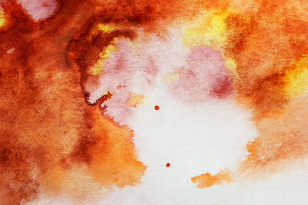 deep brown, yellow, white watercolor smears - Photo, Image