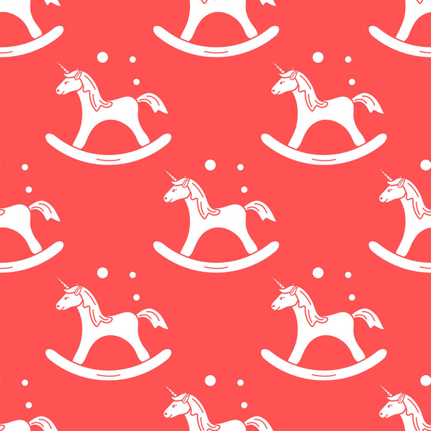 Pattern with rocking magic unicorn and bubbles. Design for children graphic, t-shirt, cover, gift card. - Διάνυσμα, εικόνα